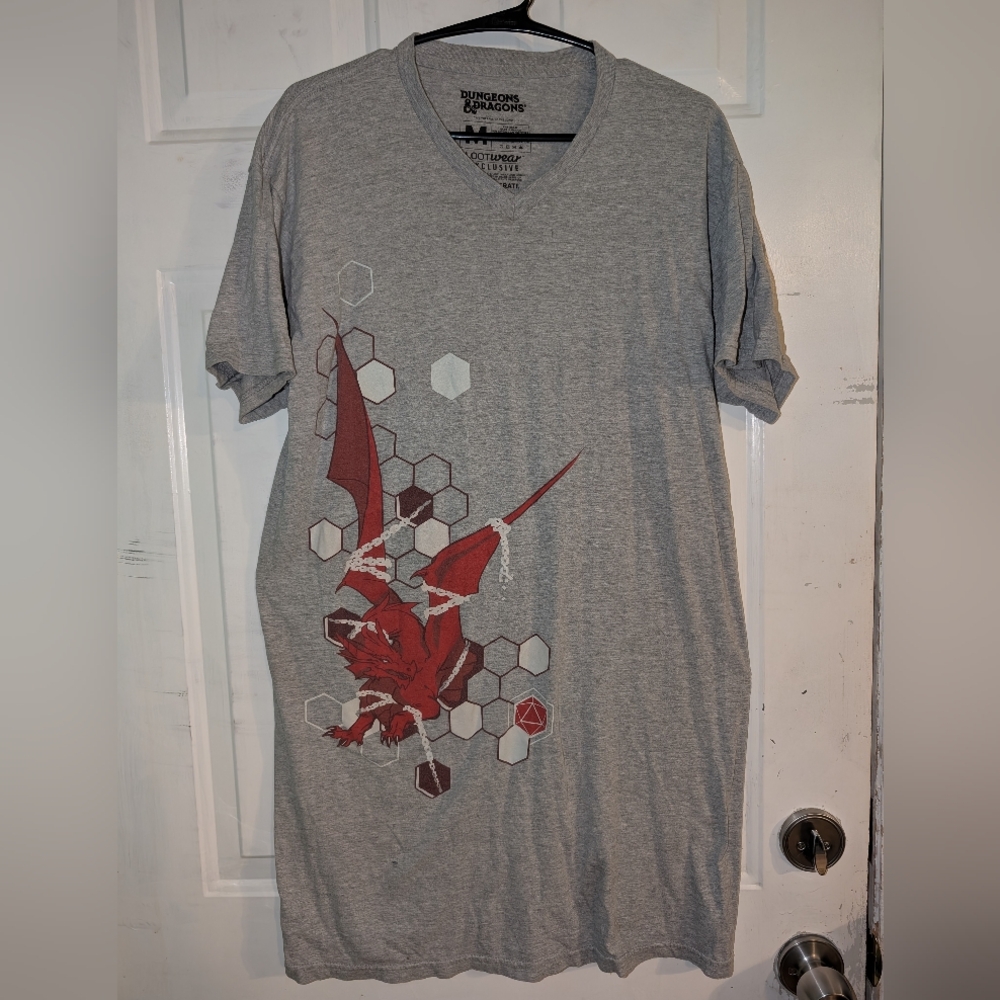 Loot Crate Gray Tee with Red Dragon Graphic